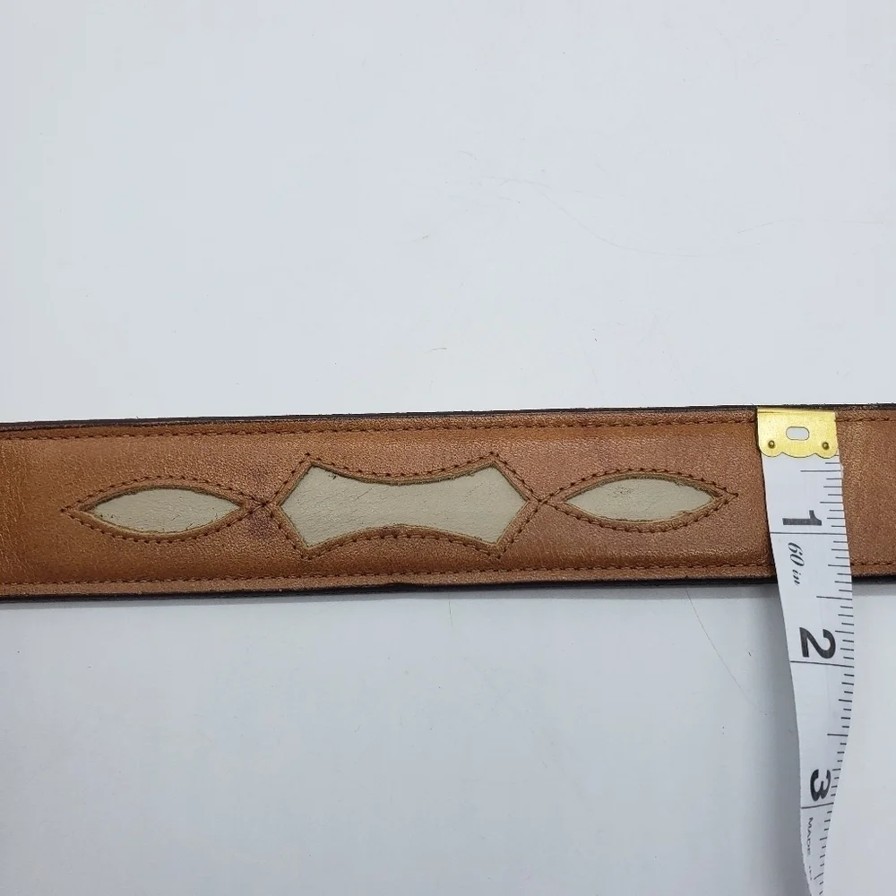 Justin women waist 32 brown leather belt silver buckle with gold roses 763R